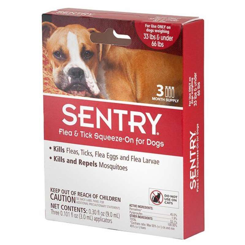 Sentry (Сентрі) Flea & Tick Squeeze-On for Dogs - Протипаразитарні краплі Сентрі від бліх, кліщів і комарів для собак, 1 піпетка (7-15 кг) в E-ZOO
