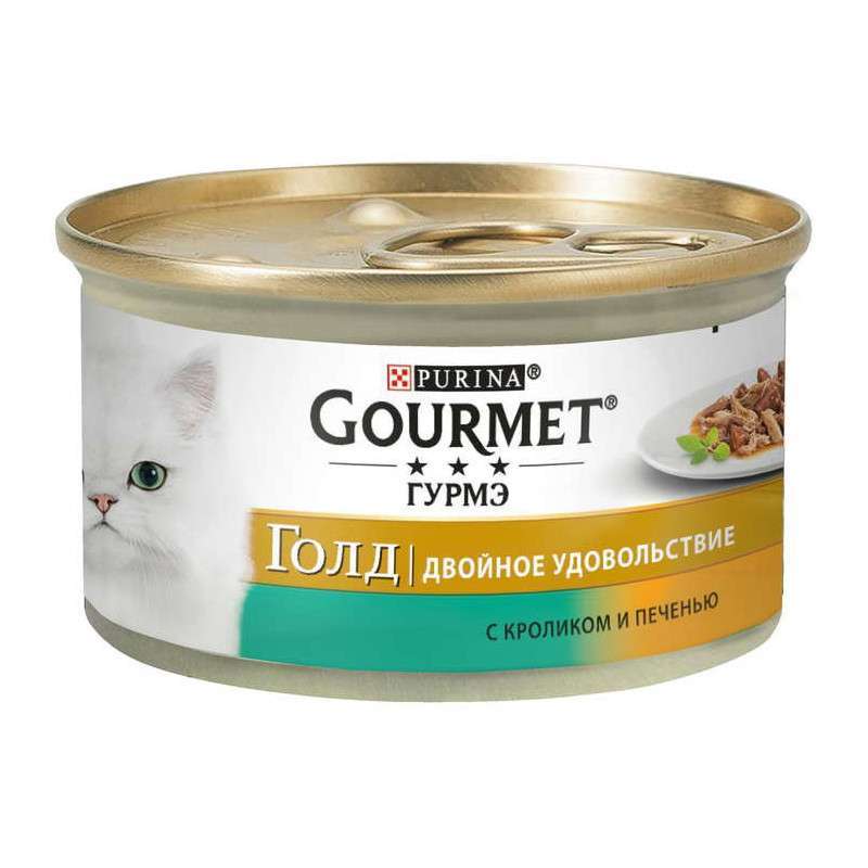 Gourmet (Гурмэ) Gold - Консервированный корм с кроликом и печенью для взрослых кошек (85 г) в E-ZOO