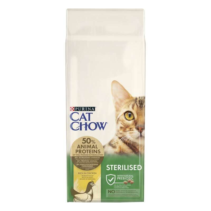 Cat Chow (Кэт Чау) Sterilised - Сухой корм с курицей для кастрированных котов и стерилизованных кошек (15 кг) в E-ZOO