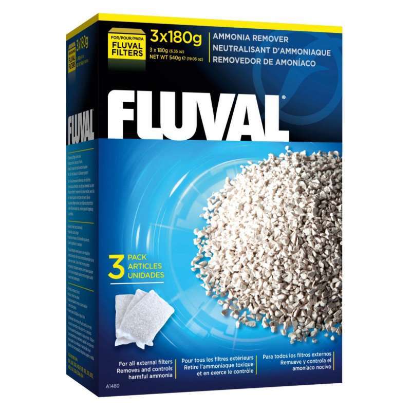 Fluval (Флювал) Ammonia Remover - Натуральный ионообменный наполнитель для фильтра (3х180 г) в E-ZOO