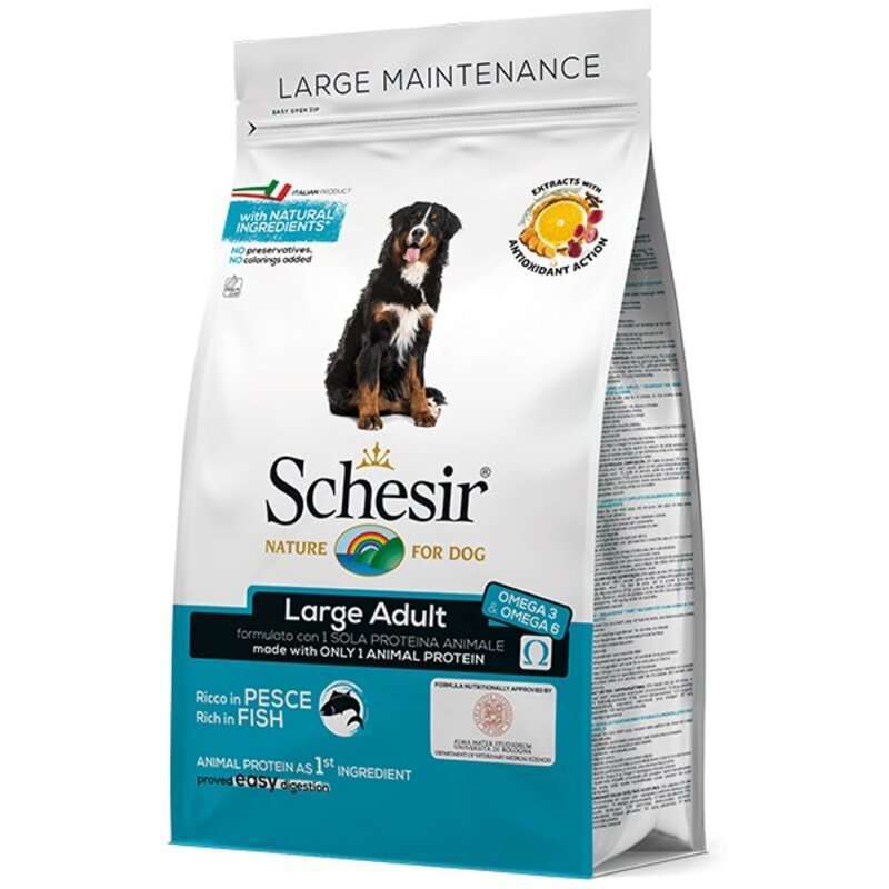 Schesir (Шезир) Dog Large Adult Fish - Сухой монопротеиновый корм с рыбой для взрослых собак крупных пород (12 кг) в E-ZOO