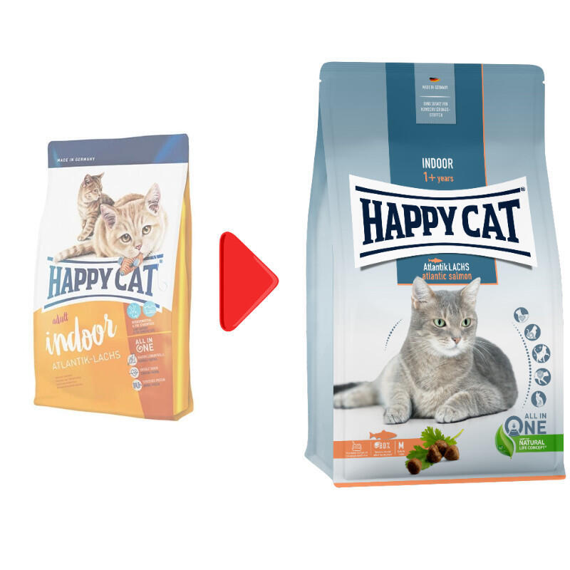Happy Cat (Хеппи Кэт) Indoor Adult Atlantik-Lachs - Сухой корм с лососем для взрослых котов, живущих в помещении (4 кг) в E-ZOO