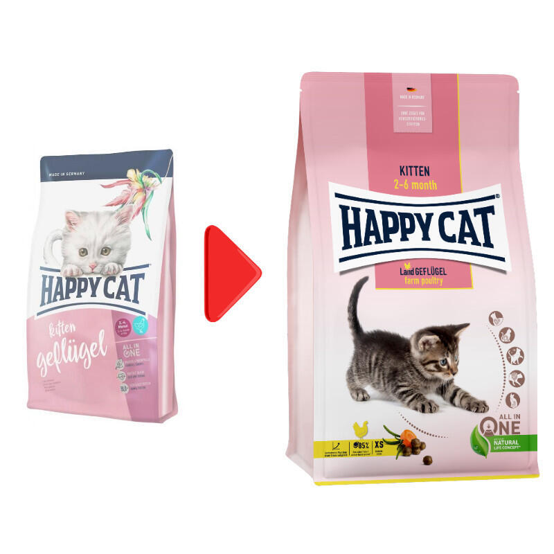 Happy Cat (Хеппи Кет) Young Kitten Land-Geflugel - Сухой корм с курицей для котят в возрасте от 2 до 6 месяцев (4 кг) в E-ZOO