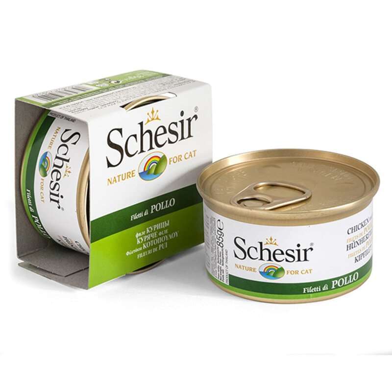 Schesir (Шезир) Chicken - Консервированный корм с филе курицы для взрослых котов (кусочки в желе) (85 г) в E-ZOO