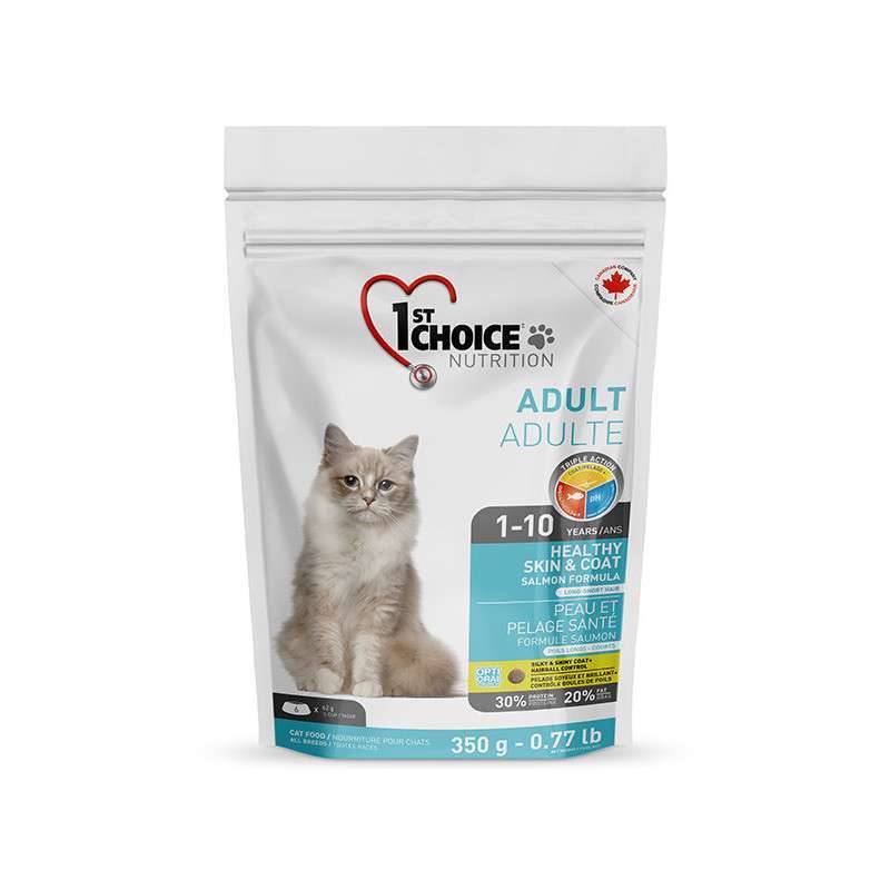 1st Choice (Фест Чойс) Healthy Skin&Coat - Сухой корм с лососем для взрослых котов для здоровой кожи и блестящей шерсти (350 г) в E-ZOO