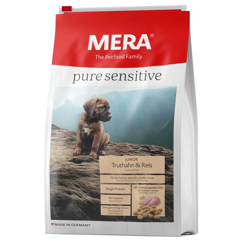 Mera (Мера) Dog Pure Sensitive Junior Turkey&Rice - Cухой корм с индейкой и рисом для молодых собак (юниоров) (1 кг) в E-ZOO