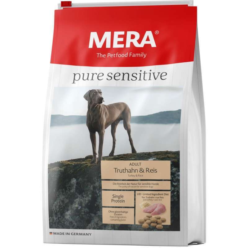Mera (Мера) Pure Sensitive Adult Turkey&Rice - Cухой корм с индейкой и рисом для собак с проблемами пищеварения (1 кг) в E-ZOO