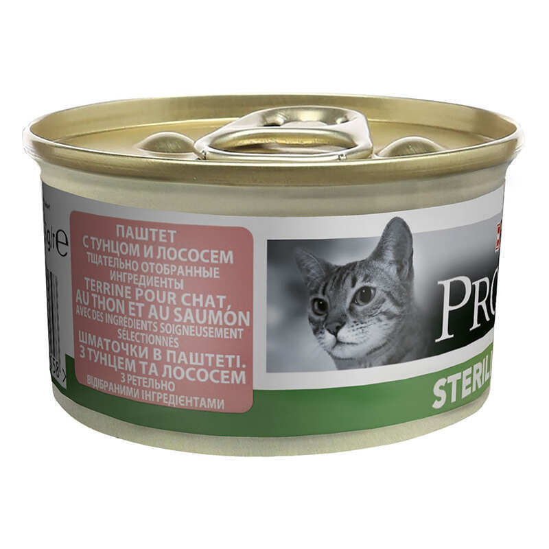 Purina Pro Plan (Пурина Про План) Sterilised Tuna Salmon Cat - Влажный корм с тунцом и лососем для взрослых стерилизованных кошек (кусочки в паштете) (85 г) в E-ZOO
