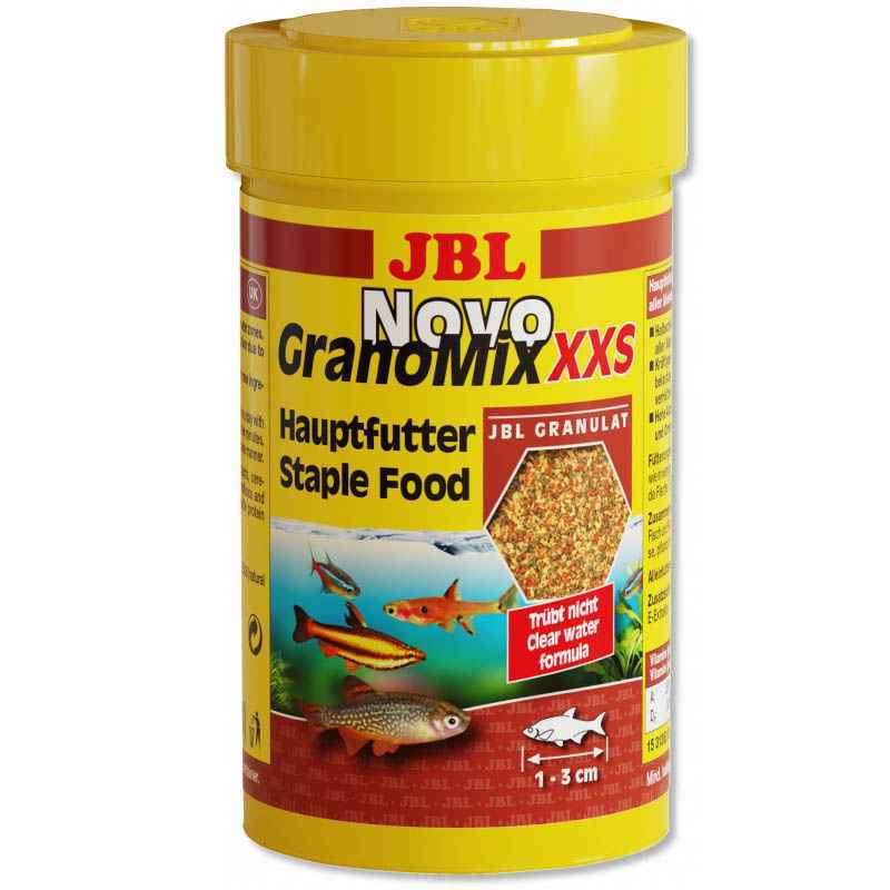 JBL (ДжиБиЭль) NovoGranoMix XXS - Основной корм в гранулах для очень маленьких аквариумных рыб длиной 1-3 см (100 мл) в E-ZOO