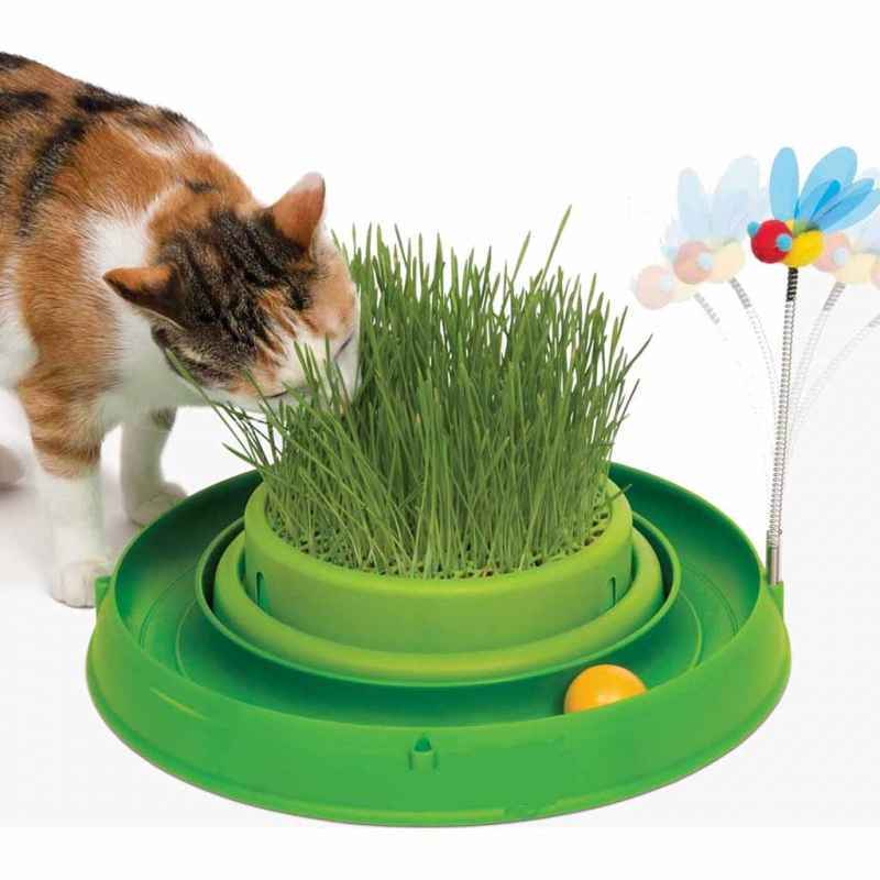 Catit (Катіт) Play 3in1 - Іграшка для кота круглий лабіринт з кулькою та трав'яною грядкою (37,6x36,0x4,4 см) в E-ZOO
