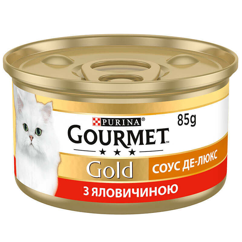 Gourmet (Гурме) Gold - Консервований корм Соус Де-Люкс з яловичиною для котів (шматочки в соусі) (85 г) в E-ZOO