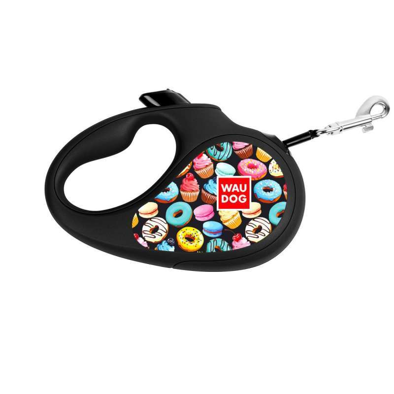Collar (Коллар) WAUDOG Roulette Leash - Поводок-рулетка для собак с рисунком "Пончики" (S) в E-ZOO