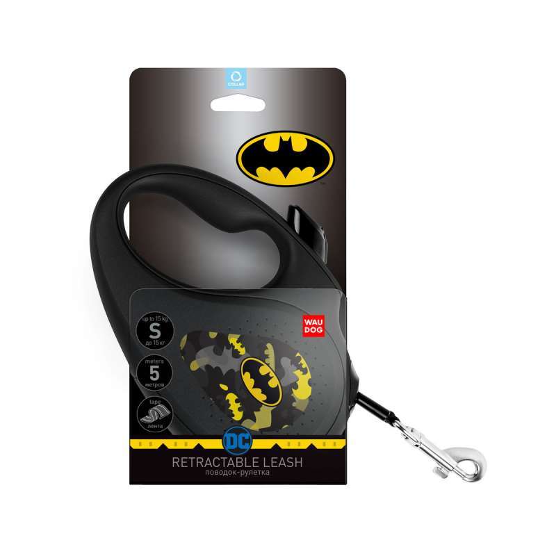 Collar (Коллар) WAUDOG Roulette Leash - Повідець-рулетка для собак з малюнком "Бетмен Візерунок" (XS) в E-ZOO