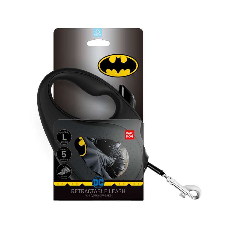 Collar (Коллар) WAUDOG Roulette Leash - Поводок-рулетка для собак с рисунком "Бэтмен Черный" (S) в E-ZOO