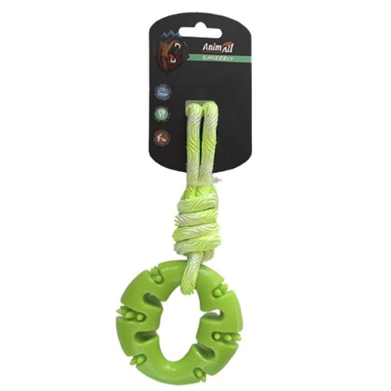 AnimAll (ЕнімАлл) GrizZzly - Іграшка кільце з канатом для собак (33х10х4 см) в E-ZOO