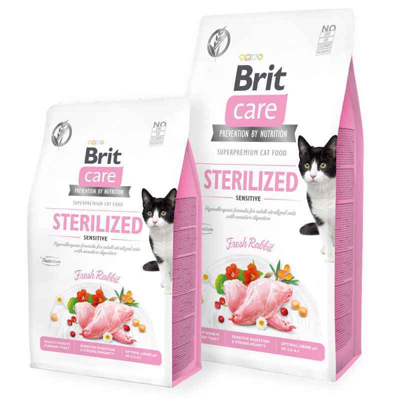 Brit Care (Бріт Кеа) Cat Grain-Free Sterilized Sensitive - Сухий беззерновий корм з кроликом для дорослих стерилізованих кішок з чутливою травною системою (2 кг) в E-ZOO