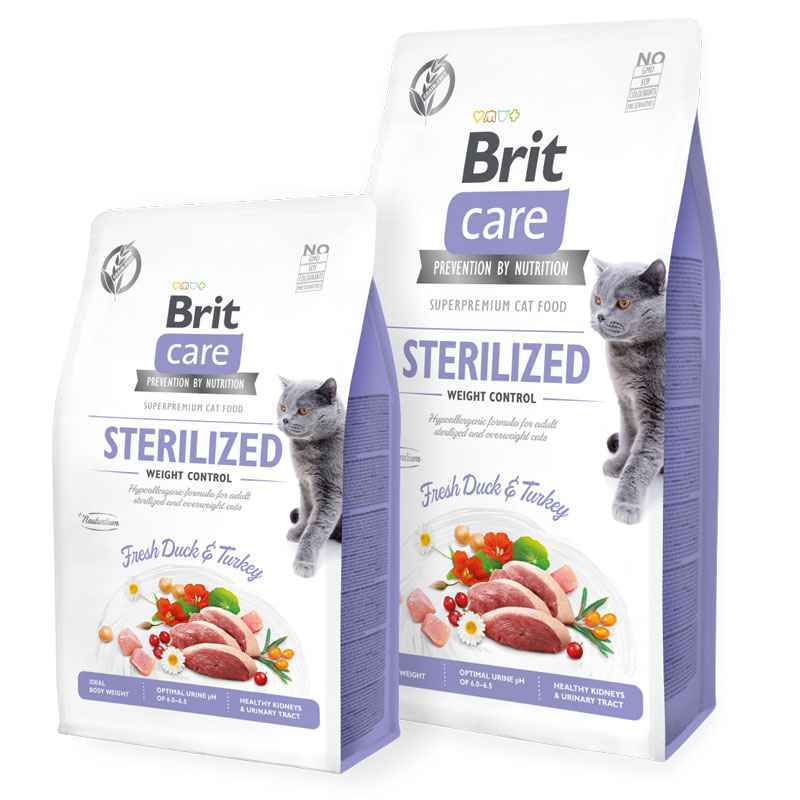 Brit Care (Брит Кеа) Cat Grain-Free Sterilized Weight Control - Сухой беззерновой корм с уткой и индейкой для взрослых стерилизованных кошек для контроля веса (2 кг) в E-ZOO