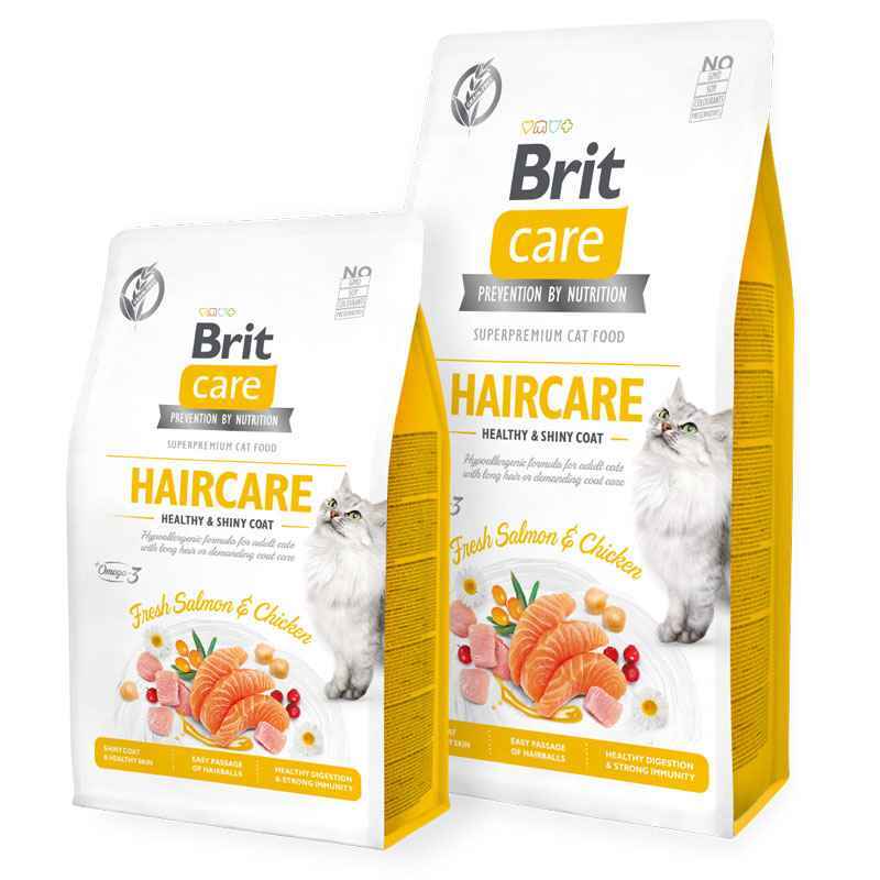 Brit Care (Брит Кеа) Cat Grain-Free Haircare - Сухой беззерновой корм с курицей и лососем для взрослых кошек со сложным уходом за шерстью (400 г) в E-ZOO