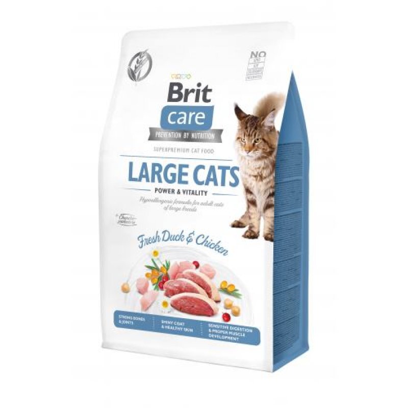 Brit Care (Бріт Кеа) Grain-Free Large cats - Сухий беззерновий корм з куркою і качкою для дорослих котів великих порід (400 г) в E-ZOO