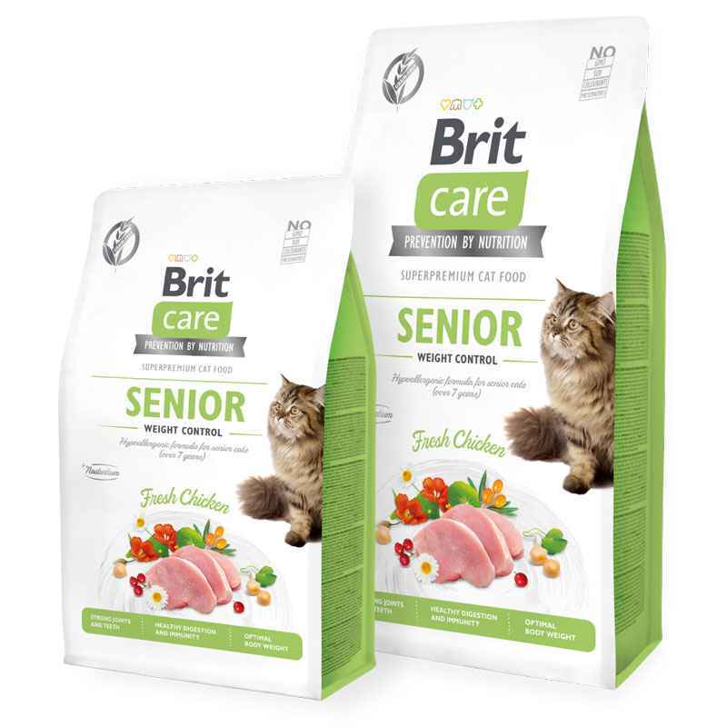 Brit Care (Бріт Кеа) Grain-Free Senior Weight Control - Сухий беззерновий корм з куркою для контролю ваги літніх котів (2 кг) в E-ZOO
