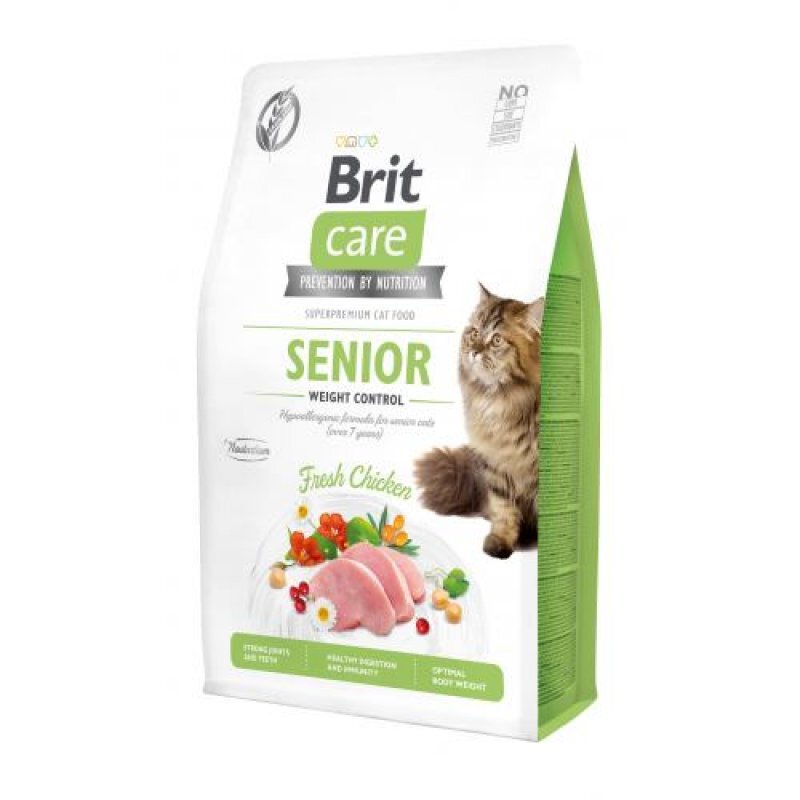 Brit Care (Бріт Кеа) Grain-Free Senior Weight Control - Сухий беззерновий корм з куркою для контролю ваги літніх котів (2 кг) в E-ZOO