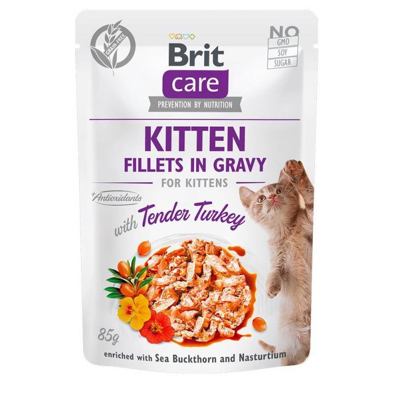 Brit Care (Бріт Кеа) Fillets in Gravy KITTEN Tender Turkey - Вологий корм "Філе в соусі" з ніжною індичкою для кошенят (85 г) в E-ZOO