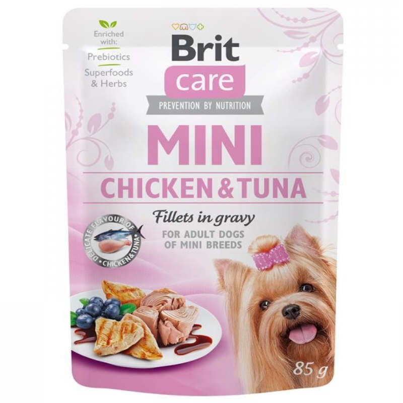 Brit Care (Брит Кеа) Mini Chicken & Tuna - Влажный корм с курицей и тунцом для собак мелких и мини-пород (филе в соусе) (85 г) в E-ZOO