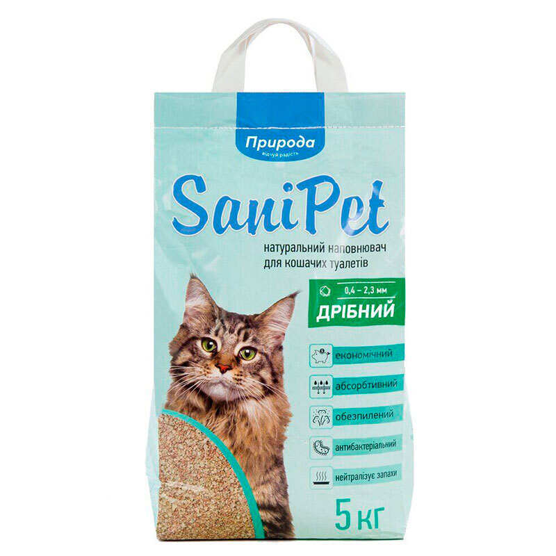 ТМ "Природа" Sani Pet - Дрібний бентонітовий наповнювач для котячих туалетів (5 кг) в E-ZOO