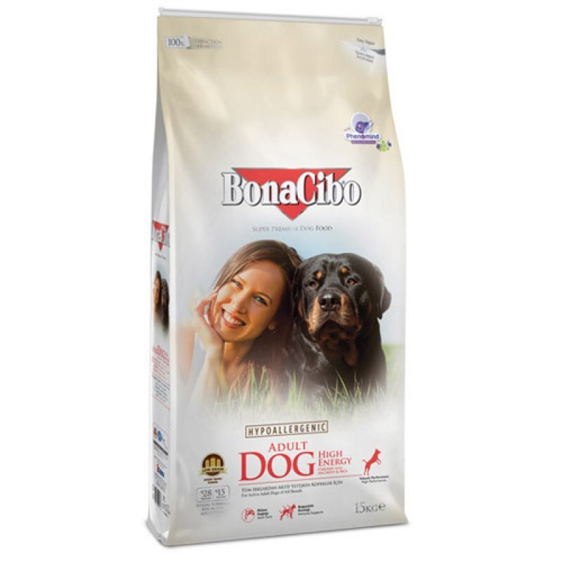 BonaCibo (БонаСібо) Adult Dog High Energy Chicken & Rice with Anchovy - Сухий корм з м'ясом курки, анчоусами і рисом для дорослих активних собак всіх порід (15 кг) в E-ZOO