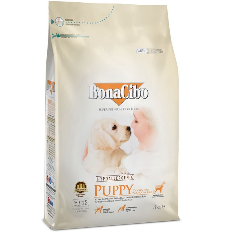 BonaCibo (БонаСибо) Puppy Chicken&Rice with Anchovy - Сухой корм с мясом курицы, анчоусами и рисом для щенков всех пород в возрасте до 12 месяцев (3 кг) в E-ZOO