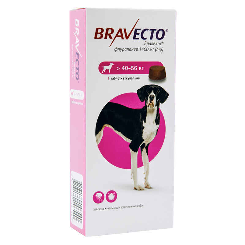 Бравекто - Жевательные таблетки от блох и клещей для собак (1 таблетка) (40-56 кг) в E-ZOO