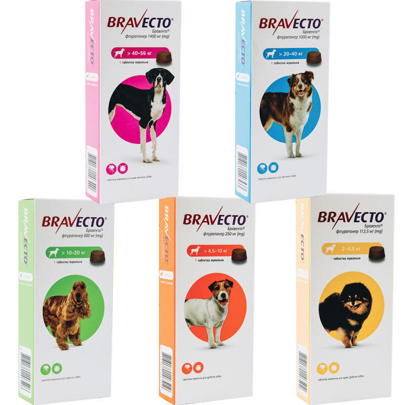 Бравекто - Жувальні таблетки від бліх і кліщів для собак (1 таблетка) (40-56 кг) в E-ZOO