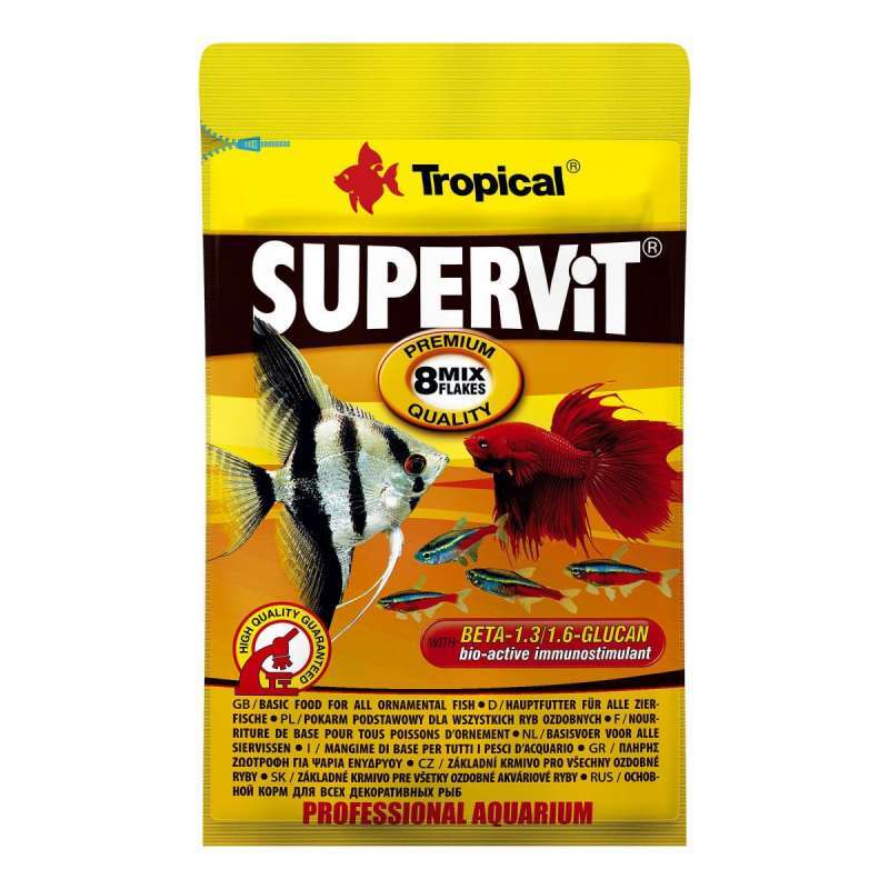 Tropical (Тропікал) Supervit - Сухий корм у формі пластівців для всіх видів акваріумних риб (універсальний) (12 г) в E-ZOO