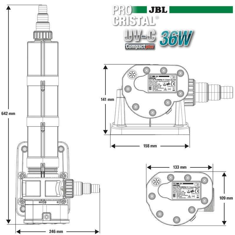JBL (ДжіБіЕль) ProCristal UV-C Compact plus 36W - Компактний УФ-стерилізатор (освітлювач) води від помутніння для акваріумів об'ємом від 1500 до 3000 літрів (36W) в E-ZOO