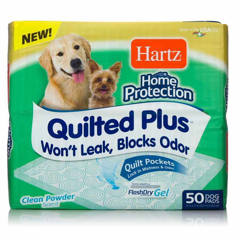 Hartz (Хартц) Home Protection Quilted plus Training Pads for dogs & puppie - Супервпитывающие стеганые пеленки для собак и щенков с ароматом пудры (53х53 см / 50 шт.) в E-ZOO