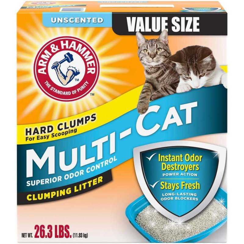 Arm and Hammer (Арм и Хаммер) Multi Сat Unscented Clumping Litter - Наполнитель для кошачьего туалета, комкующийся, без аромата (9,07 кг) в E-ZOO