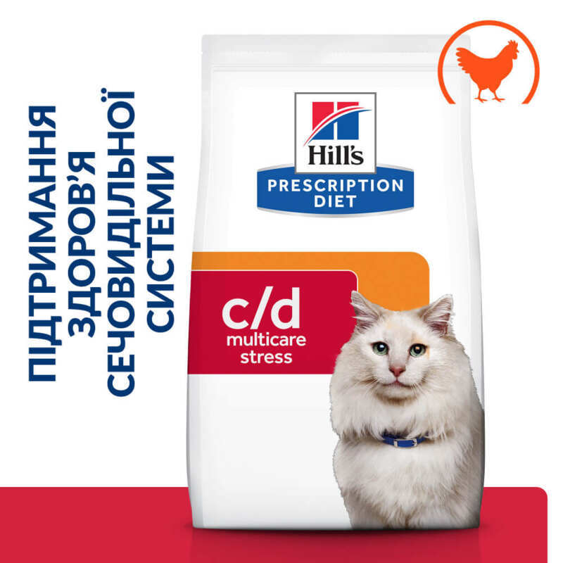 Hill's (Хіллс) Prescription Diet c/d Urinary Care Multicare Stress - Корм-дієта для котів з куркою для здоров'я сечовивідних шляхів і зниження стресу (400 г) в E-ZOO