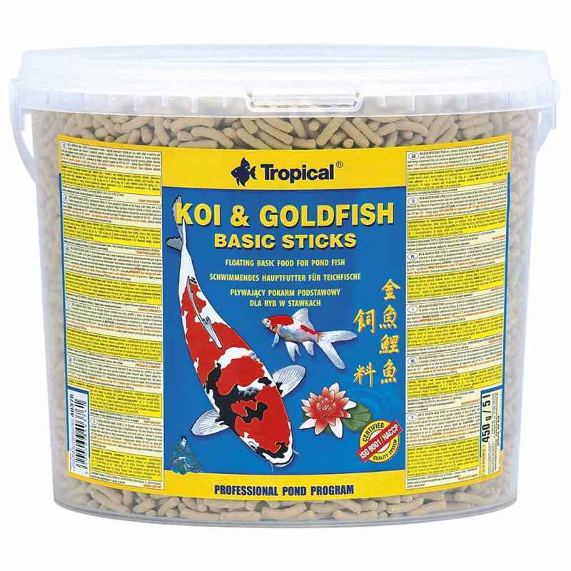 Tropical (Тропікал) Koi&Goldfish Basic Sticks - Основний сухий корм у вигляді паличок для риб коі, золотих рибок та інших ставкових риб (5 л) в E-ZOO