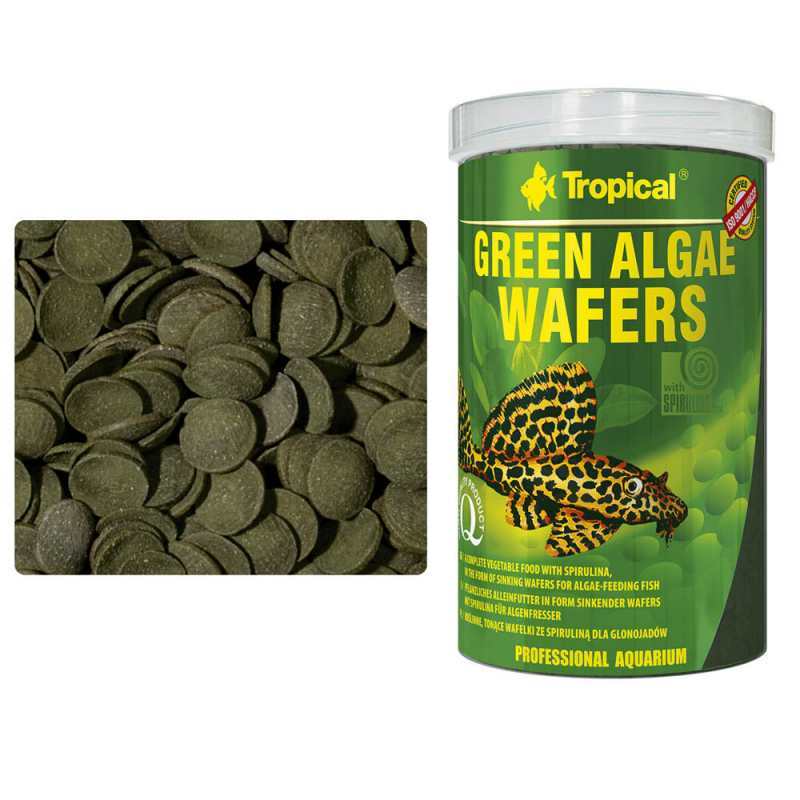 Tropical (Тропікал) Green Algae Wafers - Сухий корм в пластинках для травоїдних донних акваріумних риб (100 мл) в E-ZOO