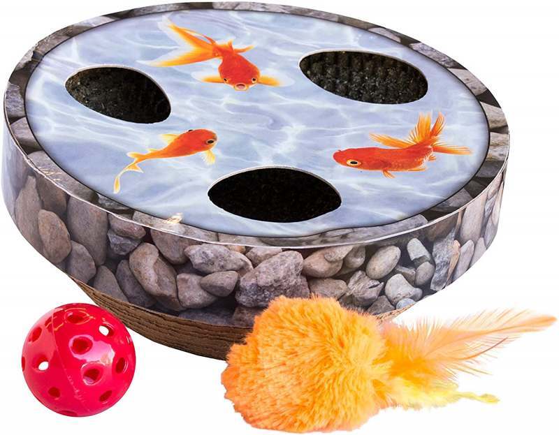 Petstages (Петстейджес) Hide & Seek Wobble Pond - Іграшка для котів кігтеточка "Ставок з рибками" (ø 23х11 см) в E-ZOO