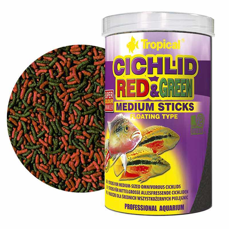 Tropical (Тропікал) Cichlid Red & Green Medium Sticks - Сухий корм в паличках для всеїдних цихлід середнього розміру (1 л) в E-ZOO