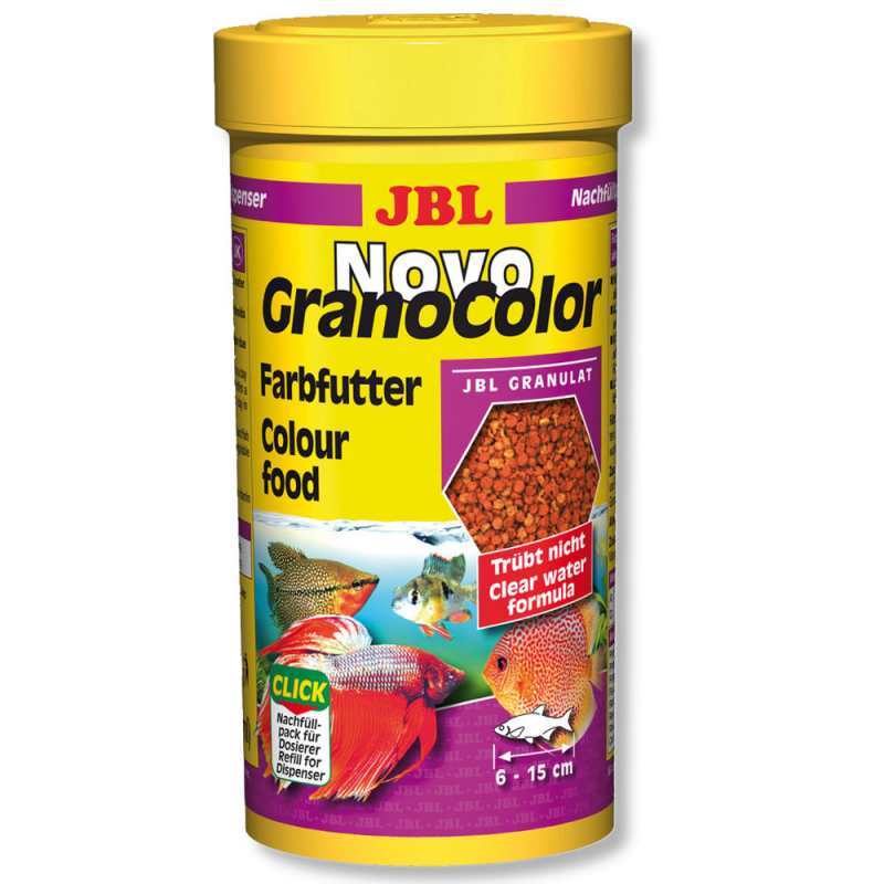 JBL (ДжіБіЕль) NovoGranoColor - Основний корм для яскравого забарвлення середніх і великих акваріумних риб (гранули) (250 мл) в E-ZOO