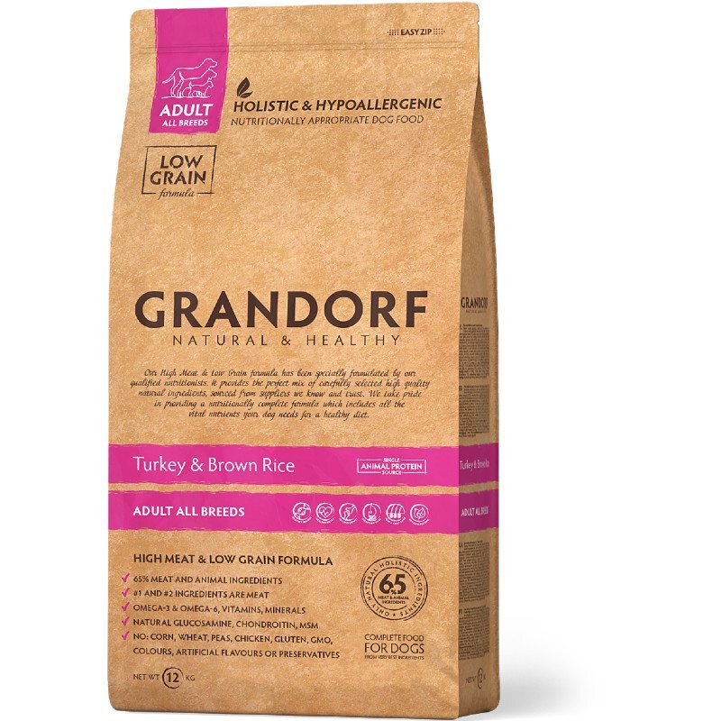 Grandorf (Грандорф) Turkey & Brown Rice Adult Breeds - Сухой корм с индейкой и коричневым рисом для взрослых собак различных пород (3 кг) в E-ZOO