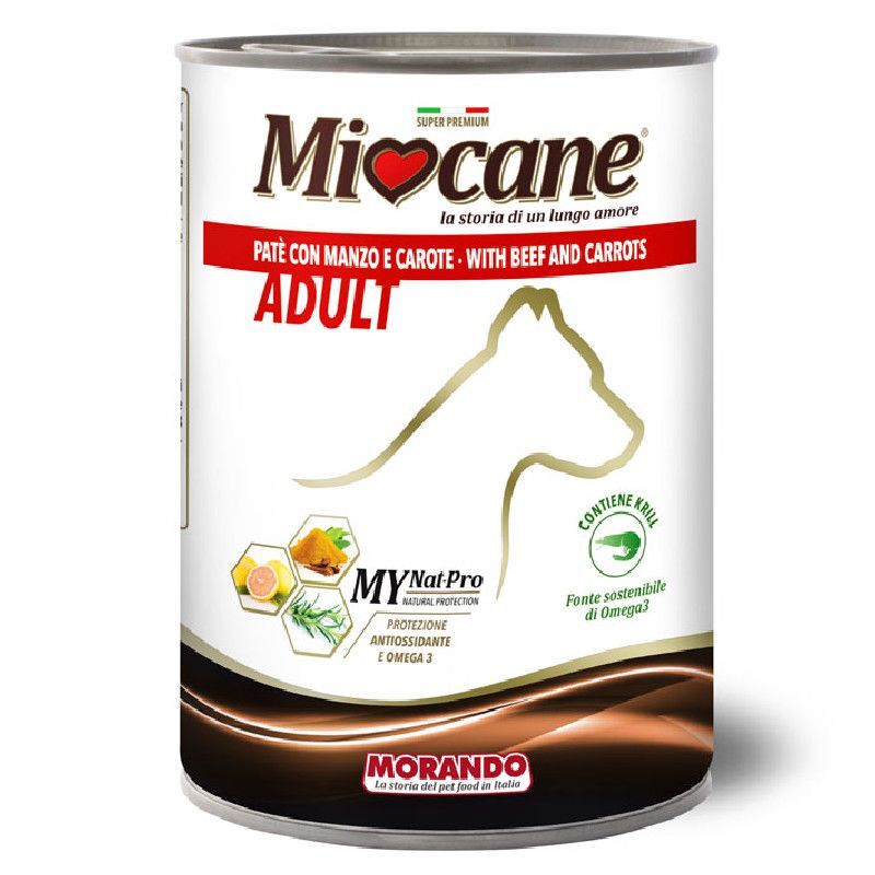 MioCane (Міокане) Adult Beef and carrots - Консервований корм з яловичиною та морквою для собак всіх порід (паштет) (400 г) в E-ZOO