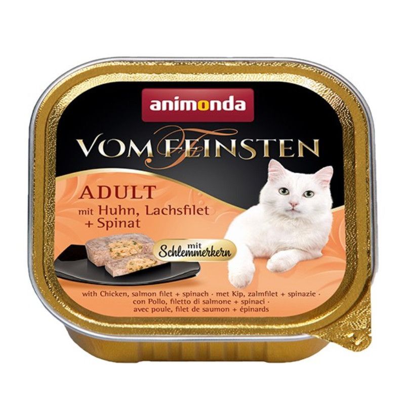 Animonda (Анімонда) Vom Feinsten Vom Feinsten Adult mit Huhn Lachsfilet + Spinat - Консервований корм для котів з куркою, лососем і шпинатом (100 г) в E-ZOO