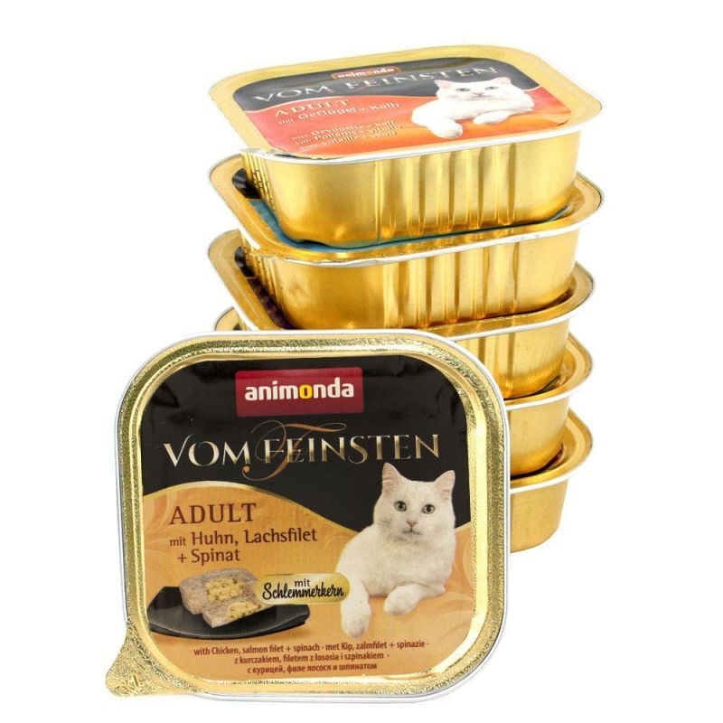 Animonda (Анимонда) Vom Feinsten Adult mit Huhn Lachsfilet + Spinat - Консервированный корм для кошек с курицей, лососем и шпинатом (100 г) в E-ZOO