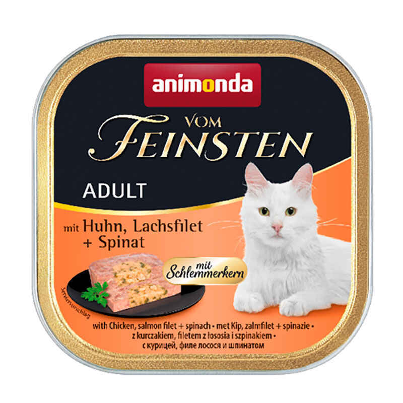Animonda (Анимонда) Vom Feinsten Adult mit Huhn Lachsfilet + Spinat - Консервированный корм для кошек с курицей, лососем и шпинатом (100 г) в E-ZOO