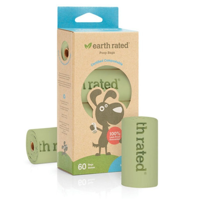 Earth Rated (Эс Рейтид) Certified Compostable Bags - Биоразлагаемые гигиенические одноразовые пакеты без запаха (60 шт. (4х15 шт.)) в E-ZOO