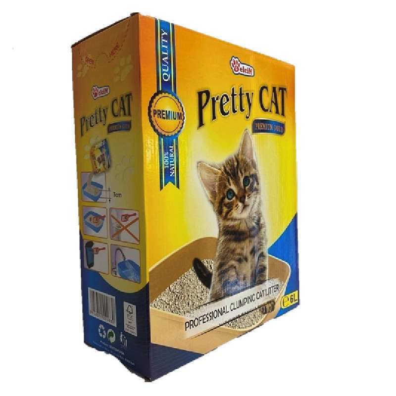 Pretty Cat (Прэтти Кэт) Premium Gold - Наполнитель для кошачьего туалета, бентонитовый, без аромата (6 л) в E-ZOO