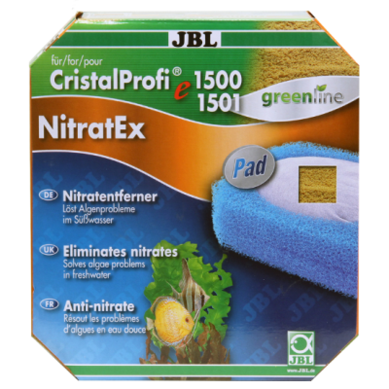 JBL (ДжиБиЭль) NitratEx Pad - Комплект с вставкой из губки и наполнителем для удаления нитратов для фильтров CristalProfi e (е1500-1501) в E-ZOO